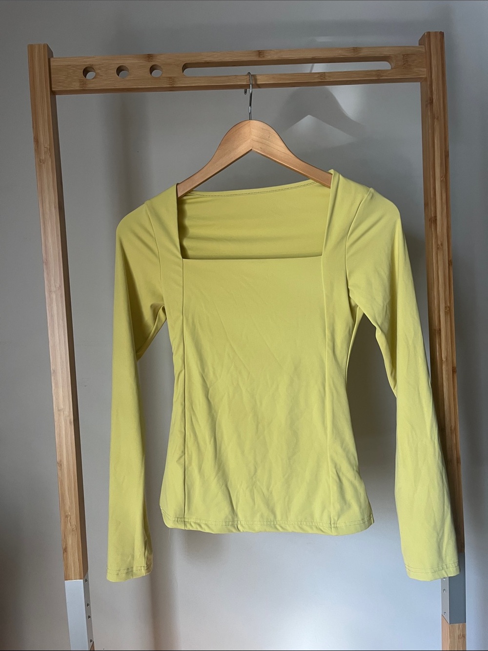 Amazon Long-Sleeve Square Neck Top - Pale Yellow